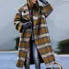 2026 Nuevo Cruce de Fronteras Europeo y Americano Otoño Comercio Exterior Ropa de Mujer Amazon Abrigo Largo con Solapas de Lana Estampado de Talla Grande