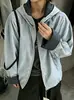 Jaqueta de outono nova chegada estilo europeu de alta qualidade com gola alta com capuz, cordão, zíper, retalhos xadrez para mulheres