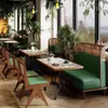 Mesa y Silla de Cafetería Retro Combinación Muebles para Catering Cabina Comercial Sofá Mesa para Tienda de Postres y Té con Leche Restaurante Americano Occidental