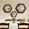 Pintura decorativa para comedor de restaurante americano, pintura colgante para entrada, fondo de sala de estar europeo, pintura mural hexagonal de flores y pájaros
