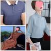 Camiseta de Manga Corta para Hombre en Blanco y Negro que Combina con Todo, Camisa Polo, Camisa con Botones Redondos, Vestido de Chifón para Mujer, Botón Pequeño