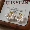 Pendientes de Perla en Forma de C de Plata de Ley 925 con Pasador Moda Europea y Americana Temperamento Versátil Lujo Ligero Sentido de Alta Gama Sentido de Diseño de Pendientes Nicho