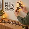 Trineo de Santa Cruzado con Renos Ornamento de Madera Navideño Iluminado F