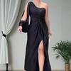 Otoño Transfronterizo para Mujer Amazon Más Vendido Nuevo Color Sólido Moda Una Pieza Falda Larga Vestido Elegante de Fiesta Vestido