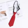 Corbata pequeña de color sólido hecha en casa estilo japonés ultracorta para mujer, perezosa sin nudo, linda estilo universitario, retro marrón, jardín de infantes