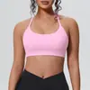 Nuevo Estilo Camiseta de Yoga de Sensación Desnuda con Tirantes Finos, Almohadillas de Pecho Extraíbles, Sujetador Deportivo con Hermoso Diseño de Espalda, Sujetador de Fitness Push-Up