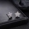 Pendientes de Estrella de Cinco Puntas con Circonita y Diamante Completo para Hombres, Pendientes de Lujo Ligero y de Gama Alta para Mujeres, Diseño de Nicho, Joyería Versátil al por Mayor