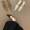 25 Nuevos Estilos con Faldas, Sandalias de Puntera de Malla Hueca Transpirable Estilo Hada, Hermosos Tacones Bajos de Gatito Estilo Francés