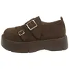 Sapatos Loafers Femininos Retro com Solado Grosso e Cobertura Total para Aumento de Altura 2026 Novos Sapatos Casuais Versáteis de Outono/Inverno com Fivela de Metal para Mulheres