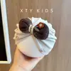 Chapéu de Bebê Recém-nascido Estilo Coreano com Laço Fofo e Design de Urso para Meninas, Estação Primavera e Outono, Chapéu Indiano para Recém-nascidos, Unissex