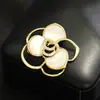 Broche clásico, elegante, de alta gama, calado, con incrustaciones de piedra, de pétalo de nácar natural, accesorio de alfiler de oro suave y simple