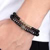 Venta directa de fábrica pulsera de piedra natural de gran venta 10 mm micro incrustada circonita negra elástica traje cuentas de Buda pulsera al por mayor