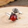 Anillo Nuevo Puerta Este Grande Zorro Granate para hombre y mujer retro rojo paloma sangre personalidad Moda anillo abierto mujer Mayoreo