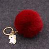 Llavero con forma de bola de pelo de conejo Rex de imitación, colgante de unicornio, colgante para bolso, llavero de peluche para coche.