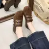 Otoño 2026 Nuevo Bean Bean Retro Hebilla Doble Birken Mary Gamuza Cuero Genuino Zapatos Suela Gruesa Mágica Aumentador de Altura Zapatos Individuales Mujer