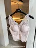 Camisola de Renda Personalizada Estilo Desejo Puro de Luxo Leve Sem Costura Integrada com Bojos Costas Bonitas Sexy Roupa Íntima Roupa Externa Camiseta Base