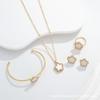 Conjunto de Quatro Peças Cdd Strass Dupla Face Liga Flor de Ameixeira Colar Brincos Pulseira Anel Fábrica Fonte Comércio Exterior