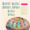 Artículo de Venta Caliente al por Mayor Transfronterizo 2025: 30 Piezas de Uñas Portátiles de Delfín Marino de Verano, Uñas Portátiles de Arte de Uñas Puras Hechas a Mano