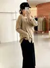 Cárdigan básico de punto liso para mujer talla grande, colección otoño 2026, cuello redondo, corte holgado, efecto adelgazante