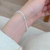 Pulseira dupla camada grão de arroz estrelado para meninas alta qualidade moda nicho estilo ins joia de mão empilhada brilhante