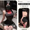 Lingerie Sexy Saia Super Curta Corrente de Borboleta Couro Sintético Fenda Lateral Elástica Sexy Gola Halter Recorte Peito Aberto Vestido Feminino
