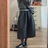 Falda de Lana Gris Oscuro con Botones para Mujer Otoño 2026 Nueva Falda de Cintura Alta Adelgazante Acampanada Falda Petite de Corte A