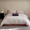 Malochi [charme espanhol] simples e elegante listrado pequeno luxo seda cama outono e inverno longo-fio algodão lixamento quatro peças conjunto