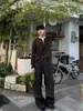 Jeans de Mezclilla Cruda A-Line Sueltos Pierna Recta Tejido a Medida con Patrón Bordado "Gang" Coreano, 13.5oz Selvedge, con Parche de Cuero de Crin de Caballo