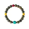 Pulsera de Cuentas de Sándalo Verde Natural y Turquesa para Hombres y Mujeres Estilo Chino Retro Pulsera de Rejalgar y Arena Venta al por Mayor