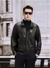 Jaqueta de Couro Genuíno Nova Haining Masculina Camada Superior Couro de Bezerro Cera de Óleo Moda Jovem Jaqueta de Couro para Motocicleta Gola Alta Roupa Exterior