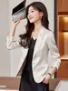 Blazer para Mujer 2026 Nuevo Estilo Primavera y Otoño Moda de Alta Gama Casual Conjunto de Vestido Blazer de Satén