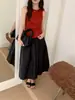 Camisola Roja Estilo Hong Kong Retro Gagd para Mujer, Camiseta sin Mangas Casual Versátil que Realza el Tono de Piel