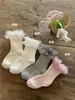 Wf1730 Nuevo de Primavera Calcetines para Niños Bebé Suaves Gasa Algodón Peinado Calcetines Cortos Estilo Princesa Calcetines al por Mayor