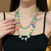 Collar Retro Bohemio Colorido con Cuentas de Concha para Mujer Estilo Étnico de Nicho Cadena Larga Versátil para Suéter Accesorios