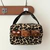 Bolsa de maquillaje de piel negra con estampado de leopardo y gato para mujer, bolso de viaje portátil de gran capacidad para el cuidado de la piel, bolsa de almacenamiento de cosméticos