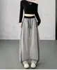 Ropa deportiva de algodón Bloque de color Patchwork Casual Primavera/Otoño 2026 Nuevo Cintura Alta Rectos Pierna Ancha Plátano Pantalones de Mujer