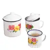 Al por mayor logo personalizado palabra anticuado nostálgico gran capacidad retro artesanía hierro esmalte tarro de té taza de té taza de esmalte