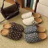 Nuevos Zuecos Birkenstock de Lana con Lunares Otoño/Invierno 2026 para Mujer, de Exterior, Vintage, Puntera Cerrada, sin Cierre, Suela Gruesa, Suela Suave, Pantuflas de Algodón