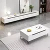 Rack de TV de pedra de luxo leve, combinação de mesa de centro e rack de TV simples e moderno para sala de estar, novo modelo de armário de chão de madeira maciça para apartamentos pequenos