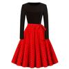 Vestido con estampado de hechizos negros de manga larga y cuello redondo para mujer, estilo retro europeo y americano, otoño e invierno, comercio exterior transfronterizo