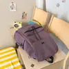 Mochila de cordão simples e estilosa para estudante universitário, cor sólida, com fechamento em aba, grande capacidade, leve, adequada para viagens e como mochila de estudante