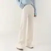 Pantalones de Pierna Ancha para Mujer de Lana 100% Pura, Estilo Nuevo Otoño e Invierno, Color Sólido, Pantalones Minimalistas de Lujo a la Moda, Largos hasta el Suelo, Tendencia