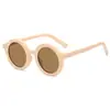 Gafas de Sol Redondas Nuevas 2021 Marco Mate Color Macarrón Bisagra de Metal Mismo Estilo que las Celebridades de Internet Gafas para Padres e Hijos