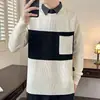 Venda Quente Transfronteiriça Venda Direta da Fábrica Inverno Novo Camisa de Peça Falsa Espessada Gola Sweater Malhas Masculinas