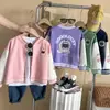 Chaqueta de Béisbol para Niñas Otoño e Invierno Nuevo Estilo Universitario Manga Estampada Versátil Cálido para Niños Venta al por Mayor