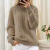 Comercio Exterior Ropa de Mujer 2025 Otoño e Invierno Nuevo Cuello Redondo Color Sólido Tejido de Punto Jacquard Suéter Retorcido Retro para Mujer