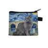 Nuevo Monedero de Gato Van Gogh Mini Bolsa de Almacenamiento Infantil Cartera Pequeña Cuadrada Bolsa Pequeña Linda para Niños