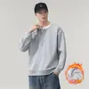 Moletom masculino trendy estilo americano, gola henley, falso duas peças, primavera/outono 2026, corte solto, tamanhos grandes, blusa de manga longa, camisa base