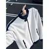 Moletom com blocos de cor azul marinho e gola alta para homens e mulheres, jaqueta de beisebol estilo universitário para primavera e outono, casaco esportivo cleanfit, moderno