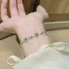 Trébol de Cuatro Hojas con Adorno Dorado Plata Pura 9999 Nuevo Estilo Chino Exquisito Versátil Esmalte Pulsera de Plata para Regalar